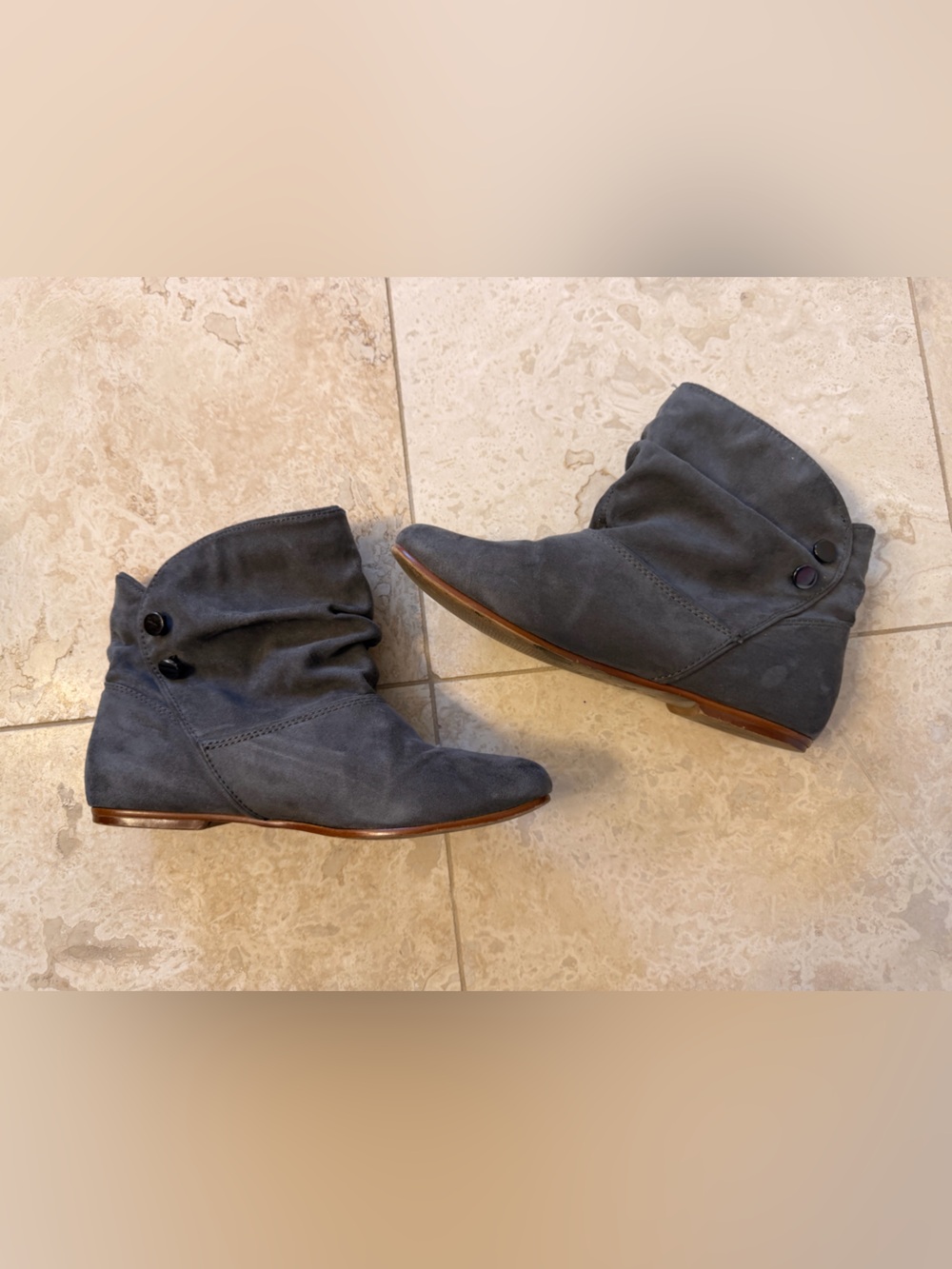 Zara Gray Suede Slouch Ankle Boots